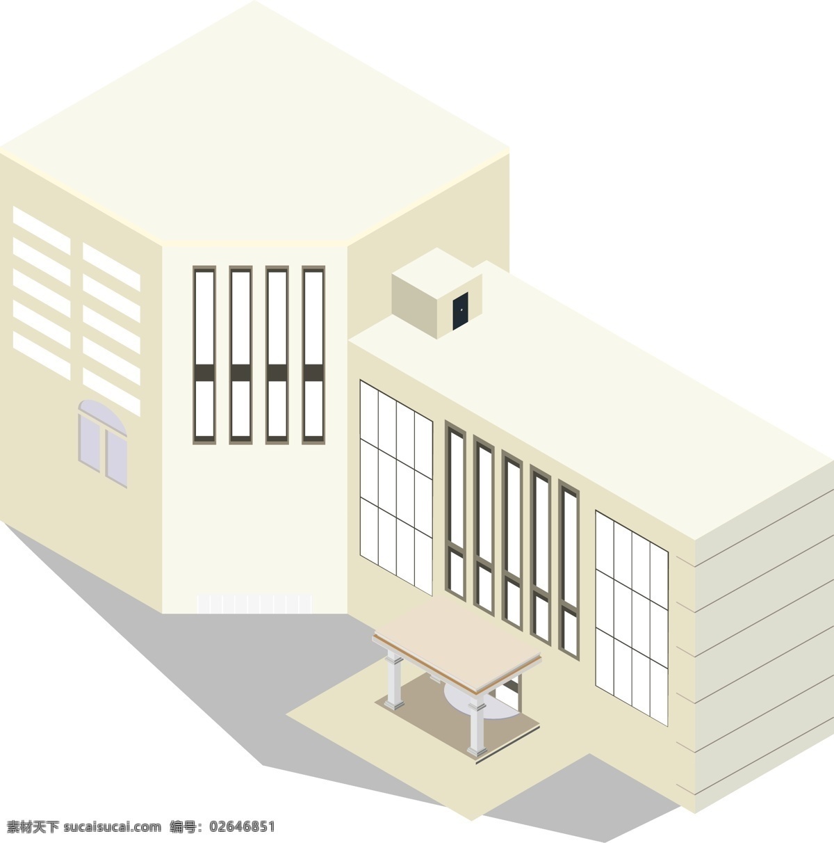 d 白色 线性 建筑 简单 2.5d ai素材