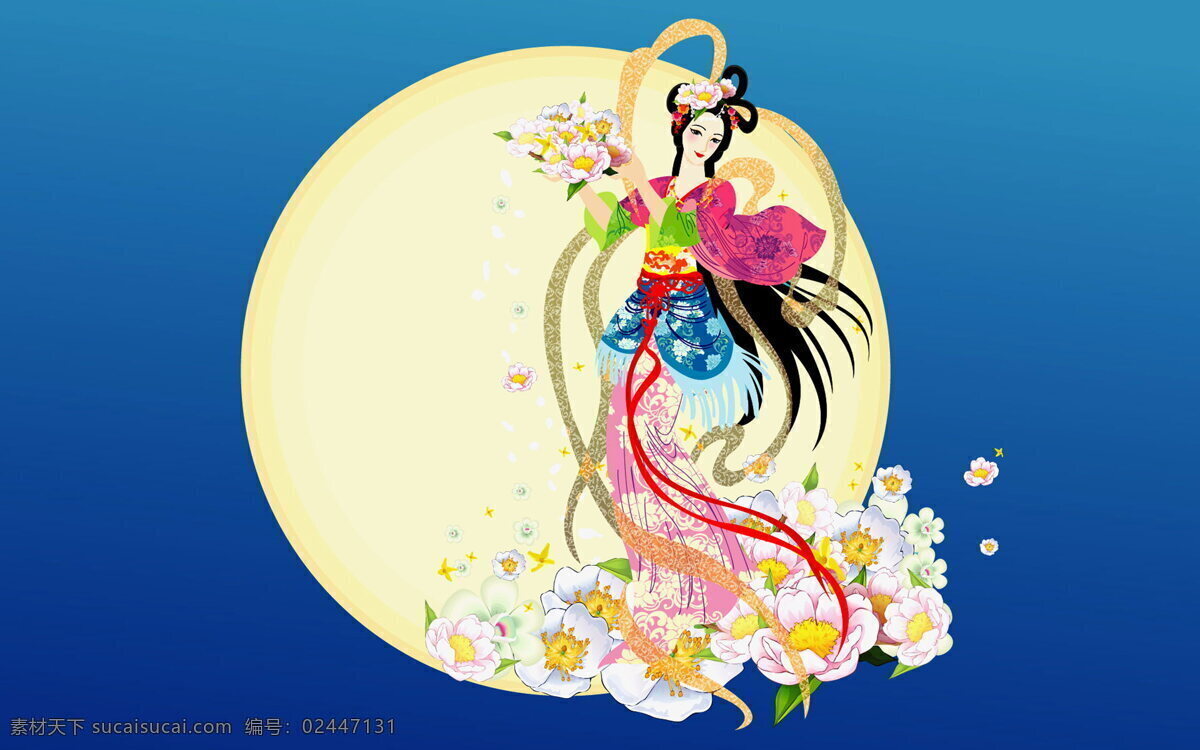 嫦娥仙子 中秋圆月 中秋节 嫦娥奔月 嫦娥 中秋 圆月 月亮 中秋月 满月 中秋素材 中秋插画 插画 手绘仙子 手绘中秋 手绘插画 绘画 艺术 月夜 夜空 文化艺术 节日庆祝