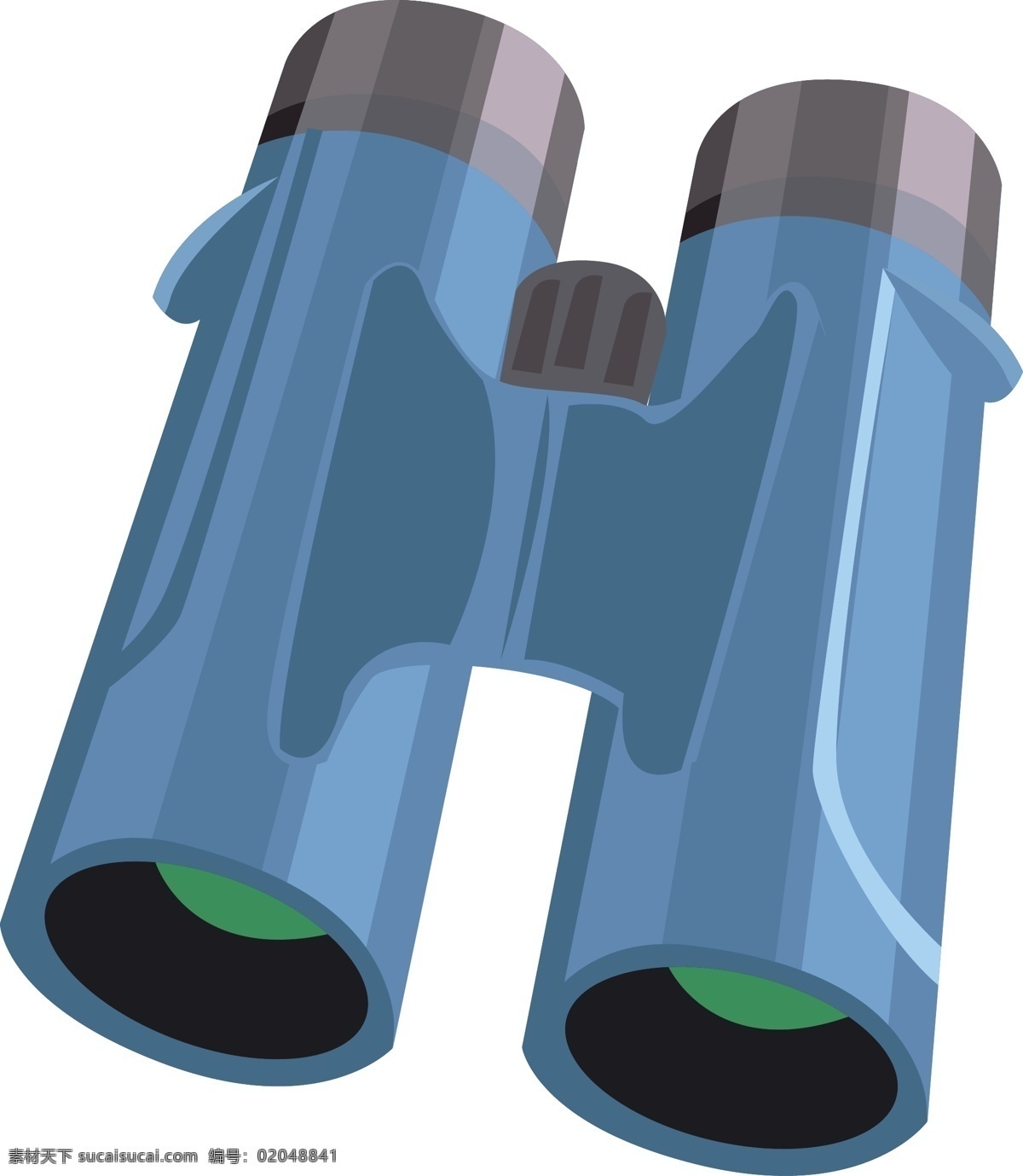 精美 望远镜 插画 卡通插画 精美的望远镜 蓝色的望远镜 手绘 创意 绿色的镜片
