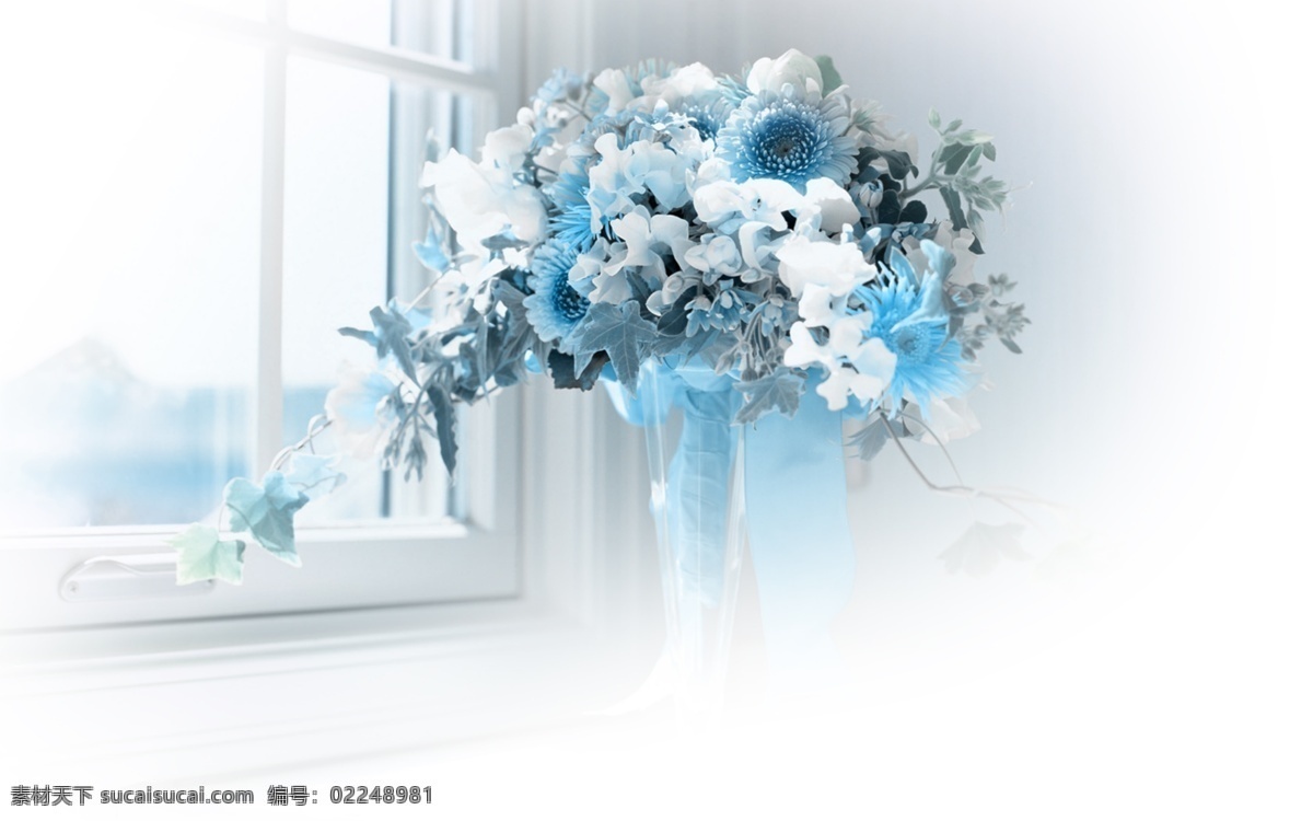 花瓶免费下载 窗户 花朵 阳台 蓝色花瓶 日系唯美 psd源文件