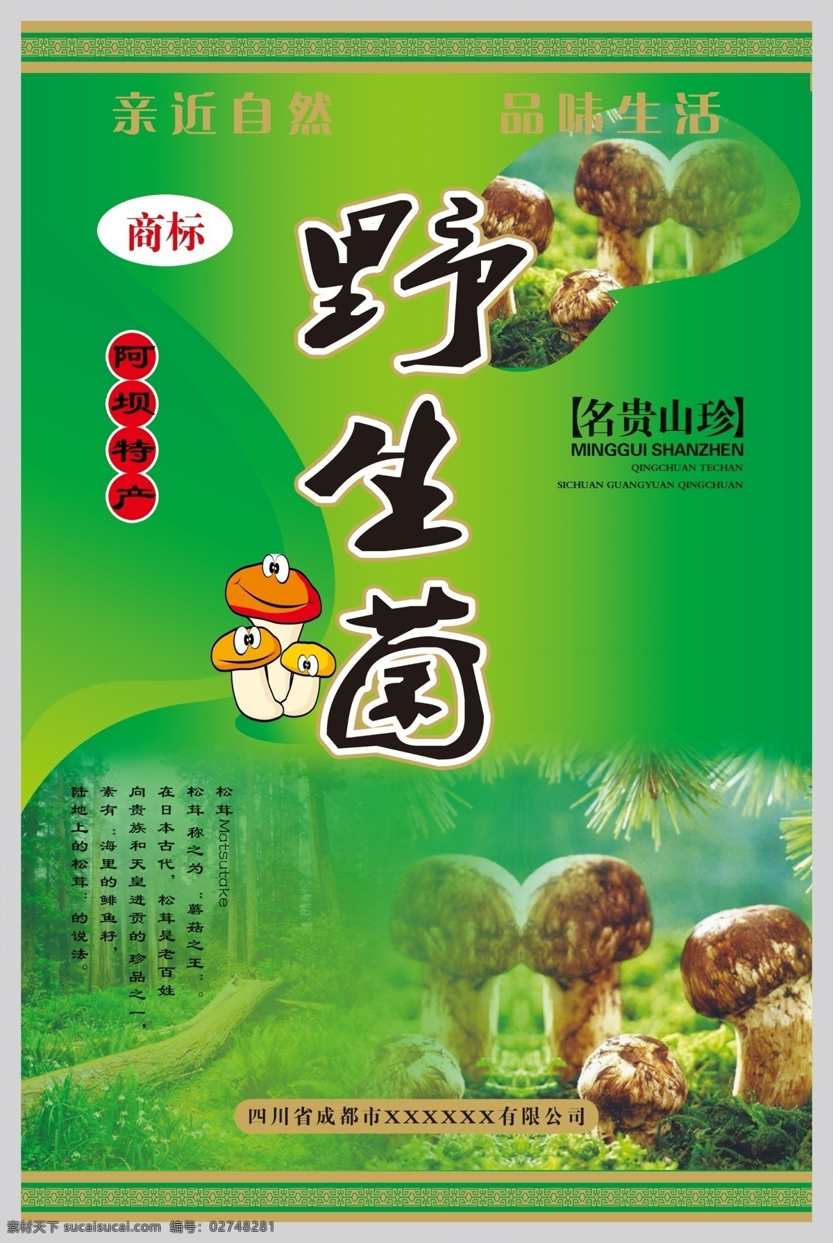 野生菌 包装设计 菌 树林 山珍 阿坝 特产 品味 薄雾 松茸 自然 绿色 广告设计模板 源文件