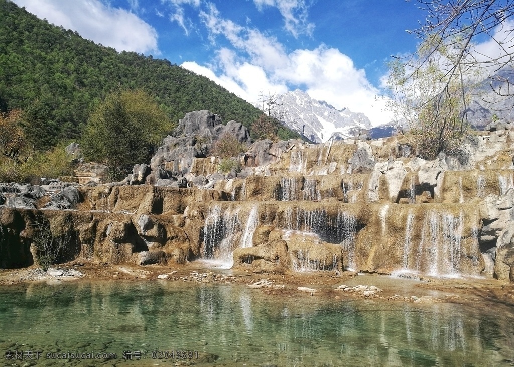 蓝月谷美景 山水 自然风光 水 瀑布 蓝天 湖 旅游摄影 自然风景
