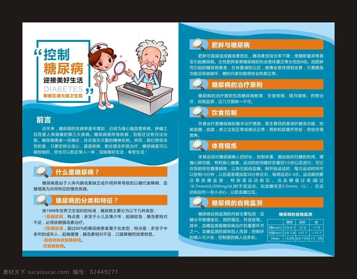 控制 糖尿病 迎接 美好生活 转 曲 医院健康单页 健康传单 疾病传单 原创作品