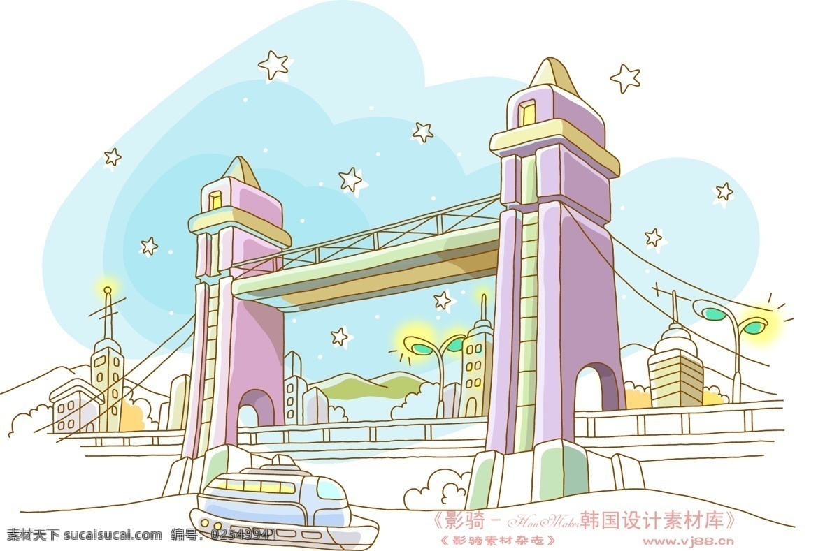 线条 城市 风景 hanmaker 韩国 设计素材 库 线条城市风景 卡通 漫画 手绘 矢量图 建筑家居