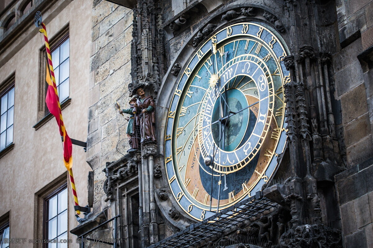 高清 布拉格 天文钟 下 布拉格广场 占星时钟 时钟