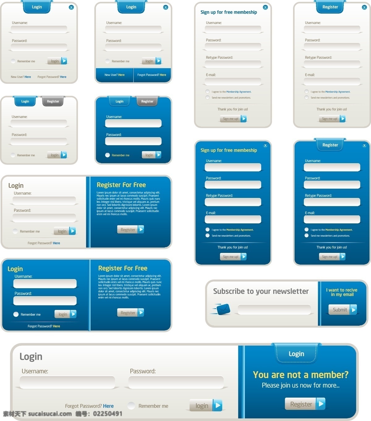 网页 注册 登录 框 矢量图 商业矢量 矢量下载 网页矢量 矢量用具 其他矢量图