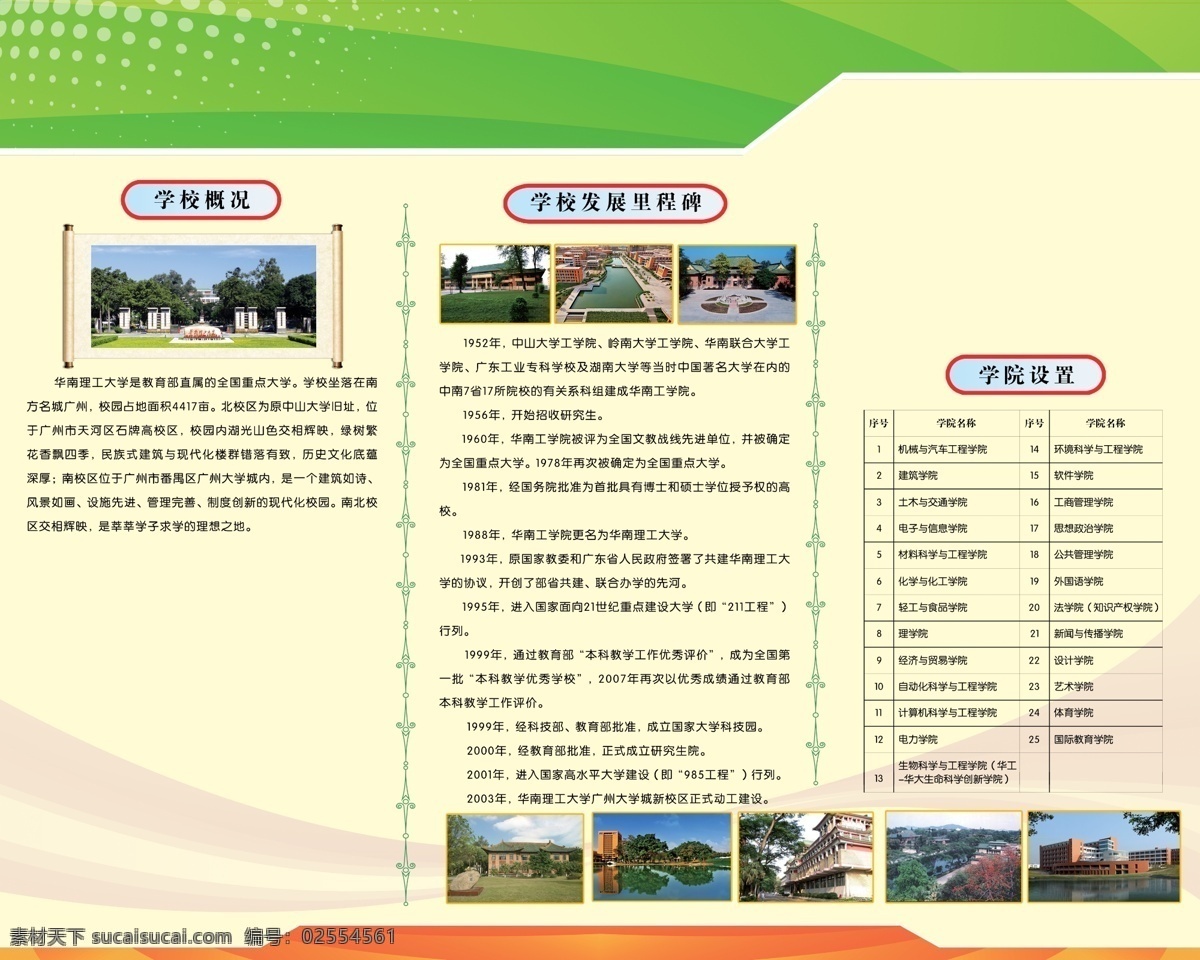 大学简介宣传 花草 树木 房屋 建筑物 湖泊 蓝天 白云 边框 国内广告设计 广告设计模板 源文件