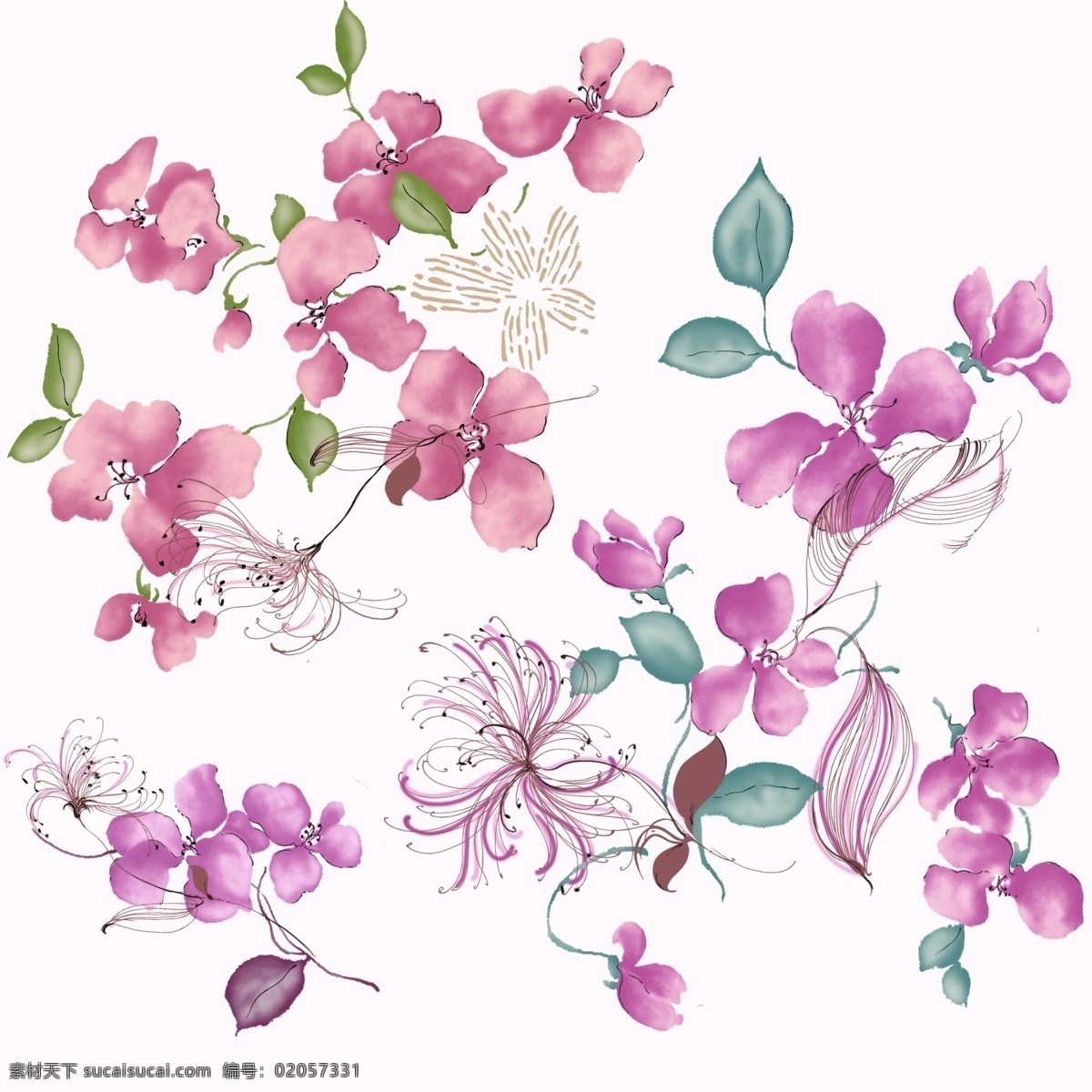 花朵 花卉 手绘 艺术感 水彩 艺术 抽象 共享实用素材 分层