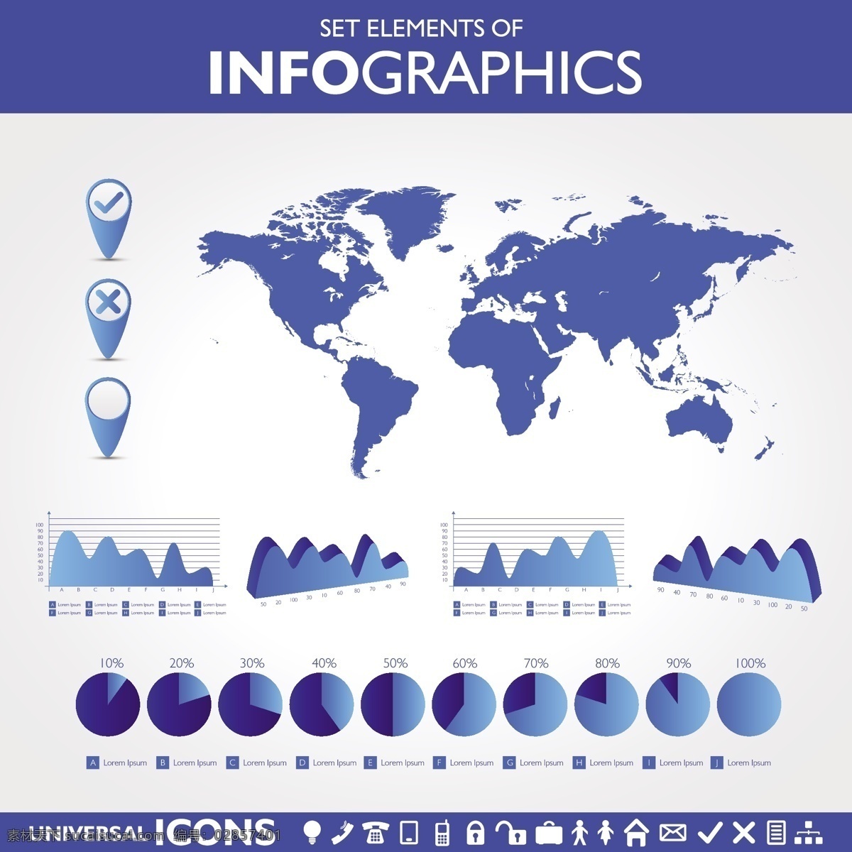 蓝色 地图 图表 目录设计 立体图表 图表设计 办公学习 生活百科 矢量素材 白色