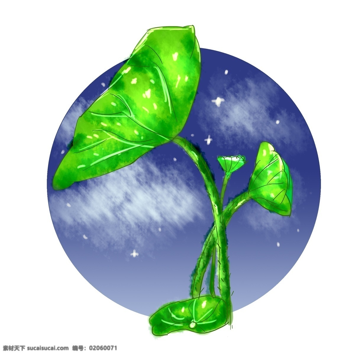 植物 元素 绿色 荷叶 小 清新 童话 风格 手绘 风 小清新