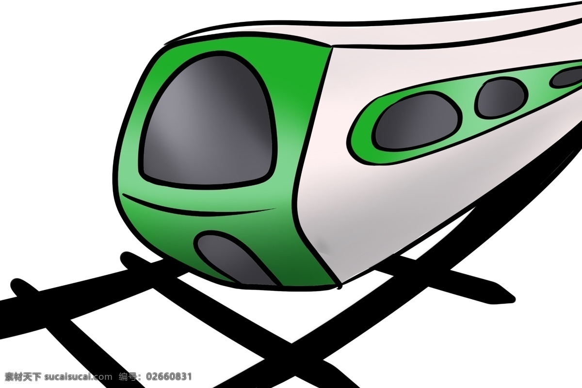 手绘 绿色 高铁 插画 绿色的高铁 卡通的插画 新年的高铁 先进的高铁 快速的高铁 高速的列车