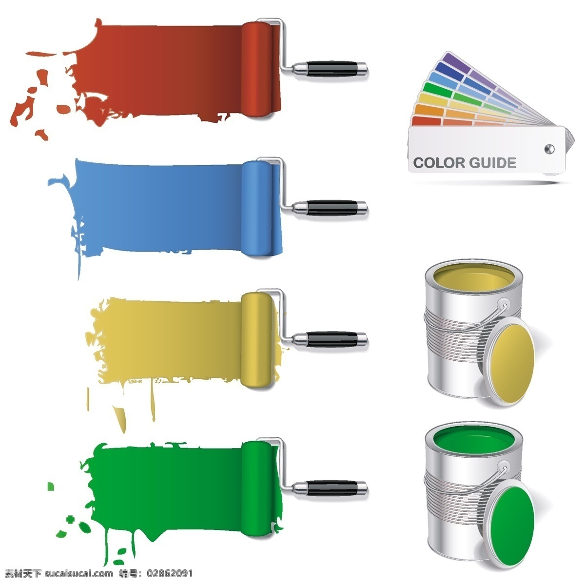 彩色漆图标 彩色 漆 工地 施工 工具 工具设计 工具素材 彩色工具 施工工具 工程图 安全帽 警示图标 工程图标 生活百科 矢量素材 白色