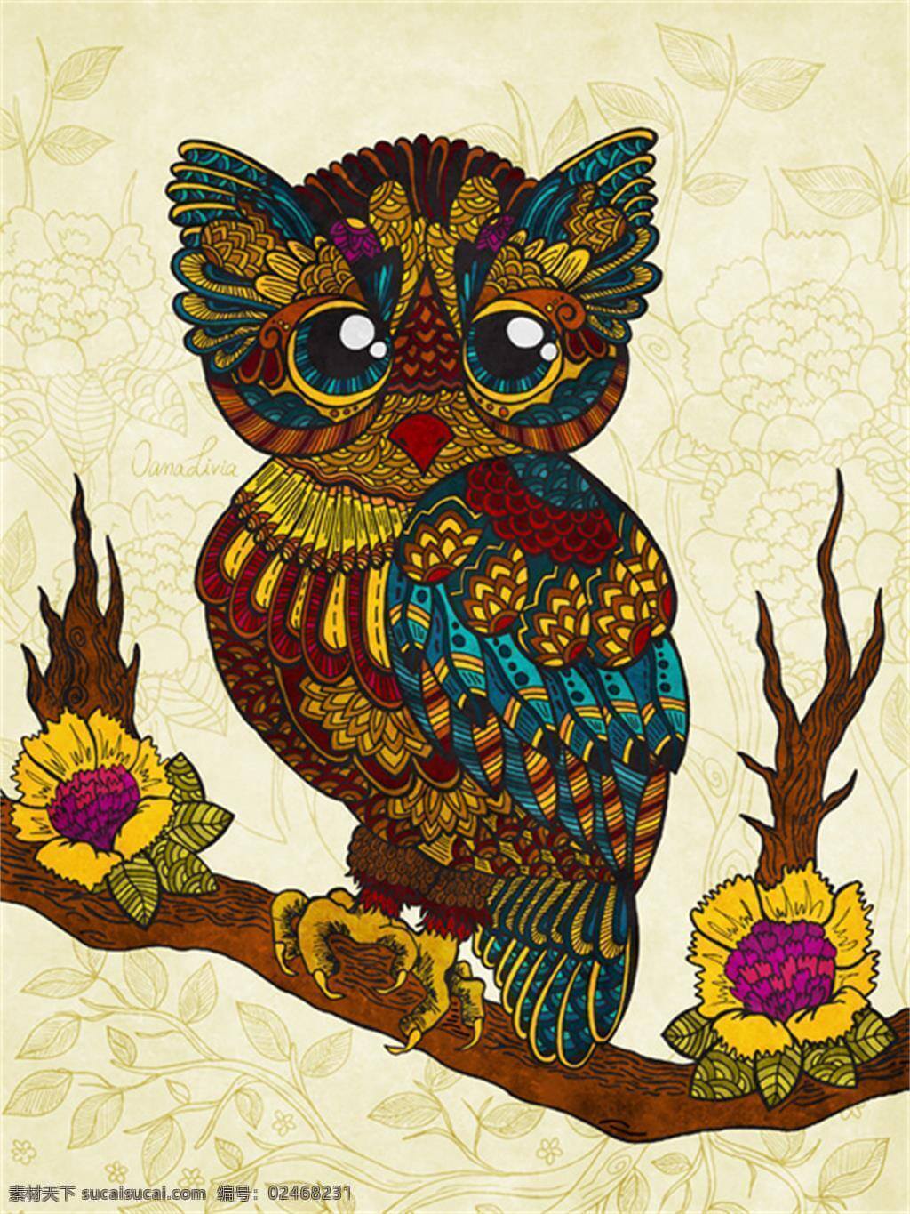 童话 猫头鹰 插画 插画集 插图素材 色彩 插 画集 绚丽色彩填色 罗马尼亚 oana livia apostu 白色