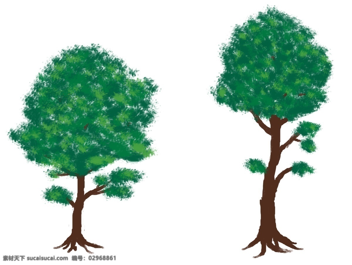 原创 矢量 水彩 卡通 树 免 抠 图 原创水彩树 矢量水彩树 免抠图素材
