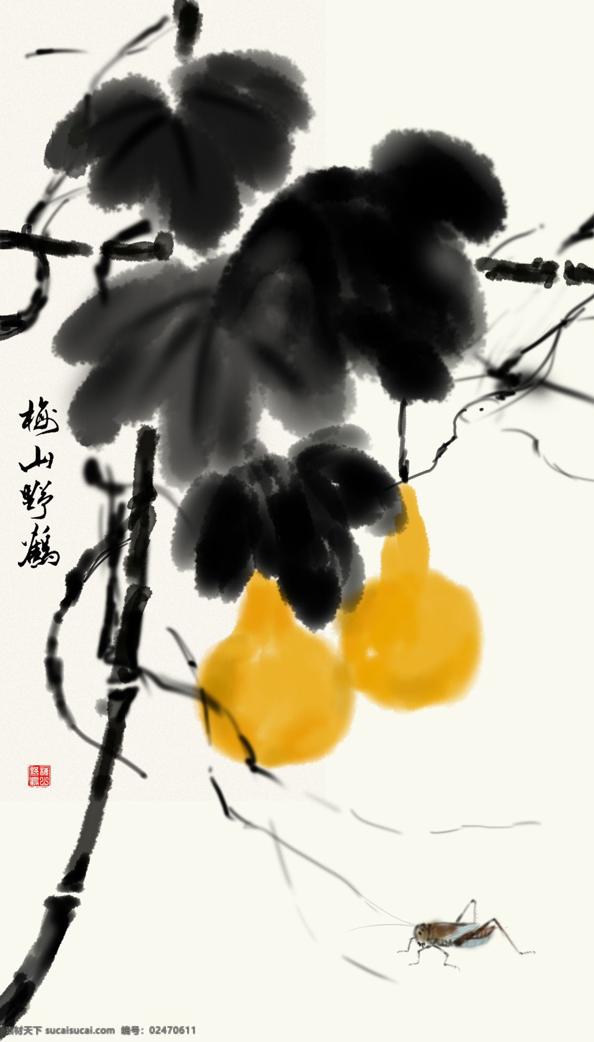 中国画 葫芦 高清 水墨 花鸟 葫芦高清 水墨花鸟画 写意花鸟 装饰画 文化艺术 绘画书法