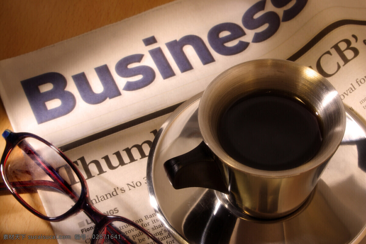 英文 报纸 系列 杯子 创意图片 高清图片 金融 咖啡 明 商业 眼镜