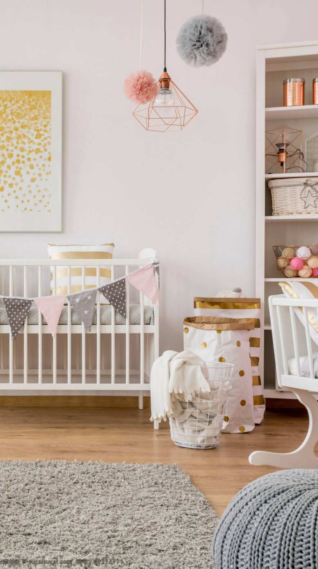 美观的婴儿房 实用的婴儿房 洁白的墙壁 婴儿床 高清壁纸 生活百科 家居生活