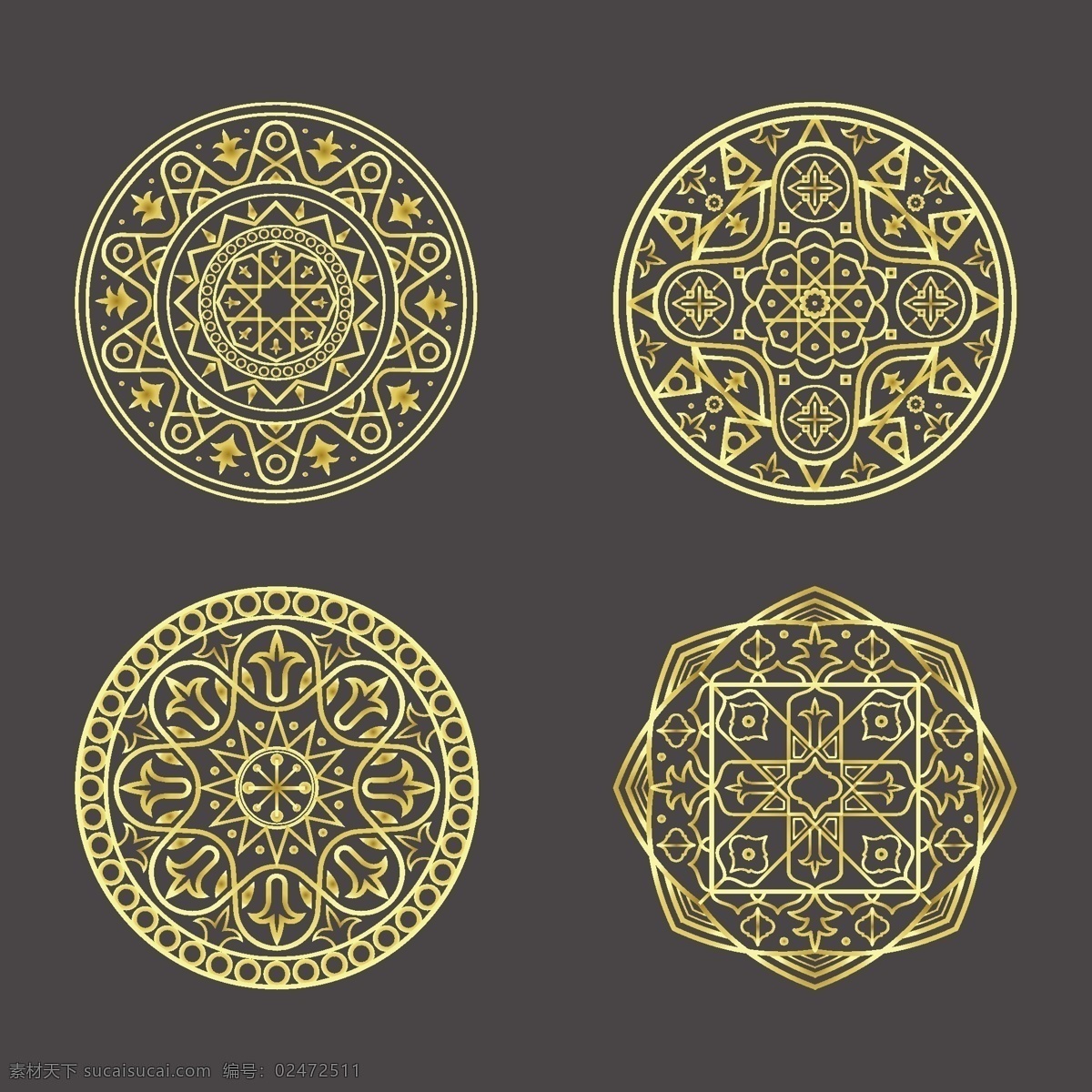 金色 曼陀罗 收藏 花卉 抽象 装饰 阿拉伯 印度 黄金 形状 伊斯兰教 花卉装饰 东方 象征 抽象的形状 包装 华丽
