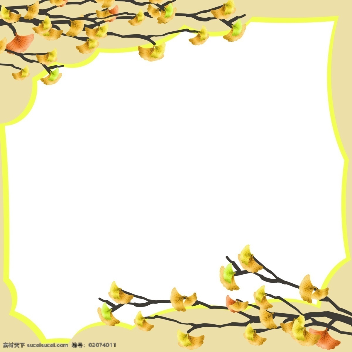 手绘 秋季 树枝 边框 漂亮的边框 美丽的边框 卡通边框 手绘秋季边框 创意的边框 秋季的树枝