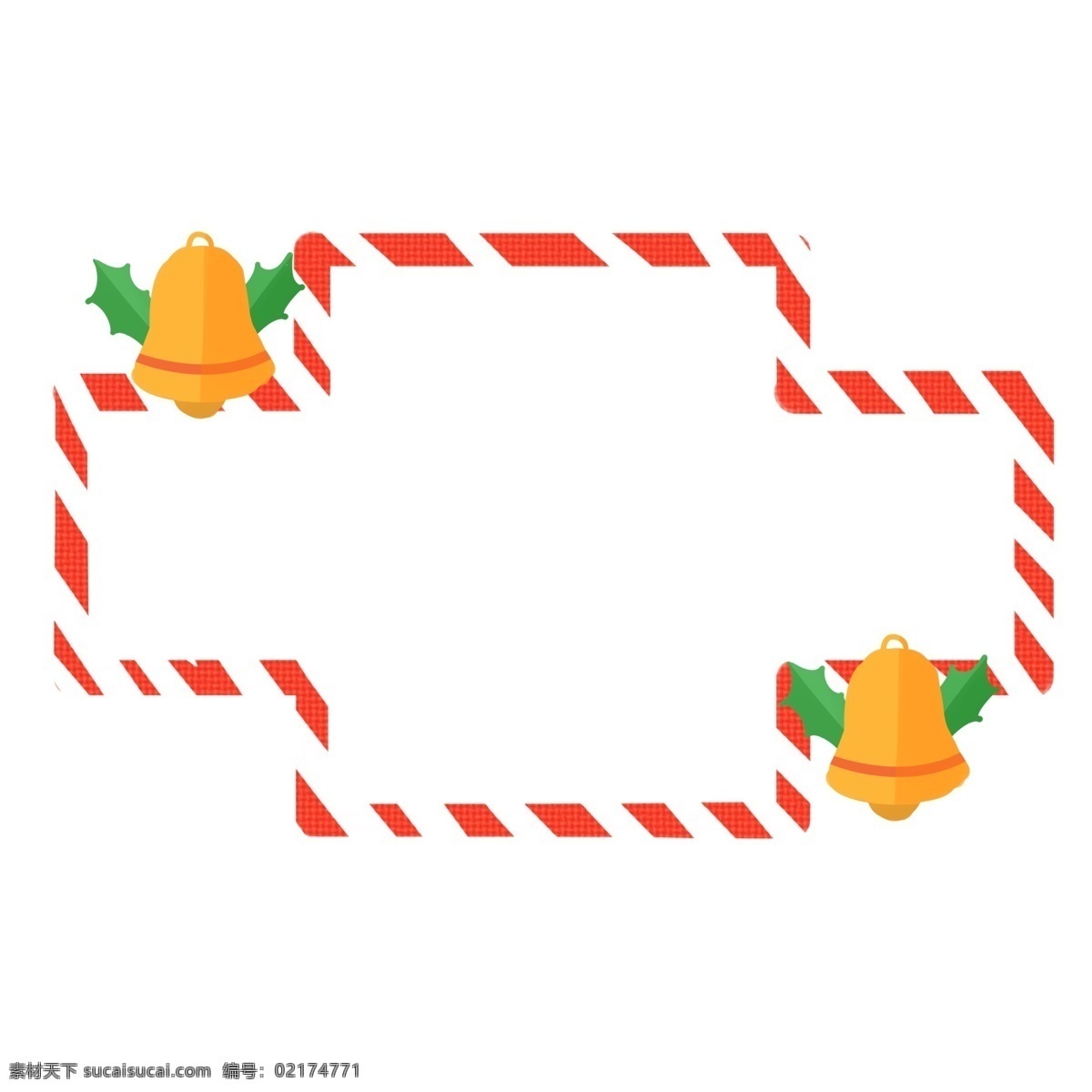 红色 条纹 铃铛 边框 红色条纹边框 圣诞节 装饰 创意边框 时尚边框 黄色铃铛装饰 可爱圣诞边框