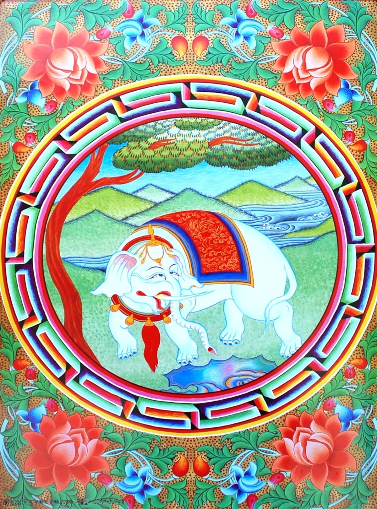 无框画 佛教 手绘 墙画 壁画 卧室画 绘画 吉祥 图案 藏族 宗教 和平 平安 宗教设计 藏族传统图案 绘画书法 文化艺术