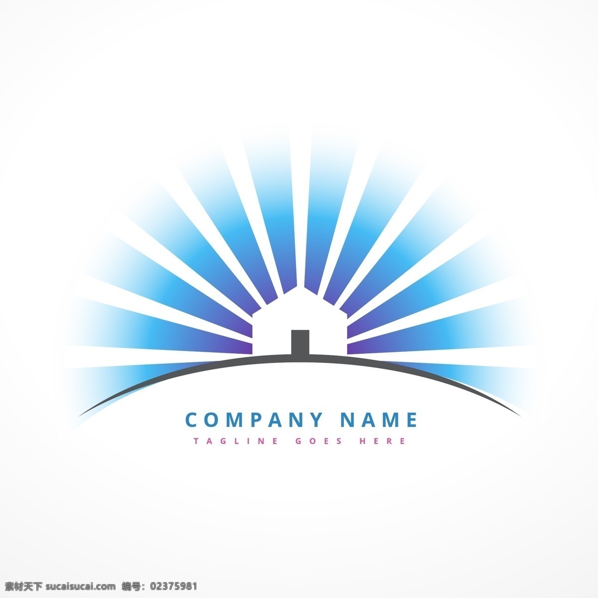 太阳 光芒 房子 logo 模板 光芒四射 商标 房地产 抽象 logo模板