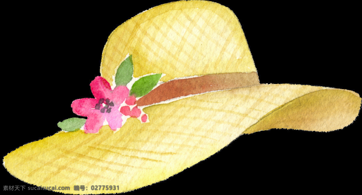 可爱 花朵 小 草帽 透明 小草帽 透明素材 装饰素材