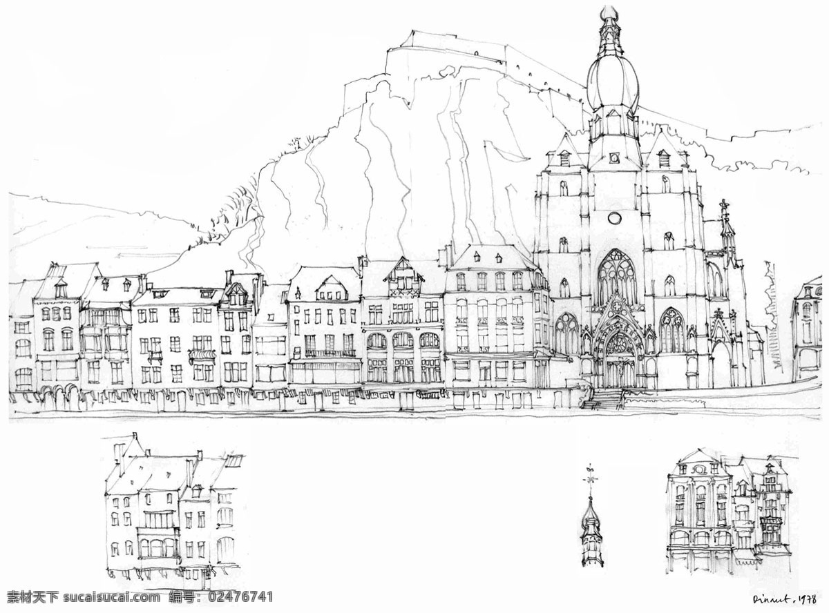 欧式 大气 建筑 效果图 平面图 手绘图 图纸 城堡 建筑施工图 建筑平面图 欧式建筑 建筑效果图