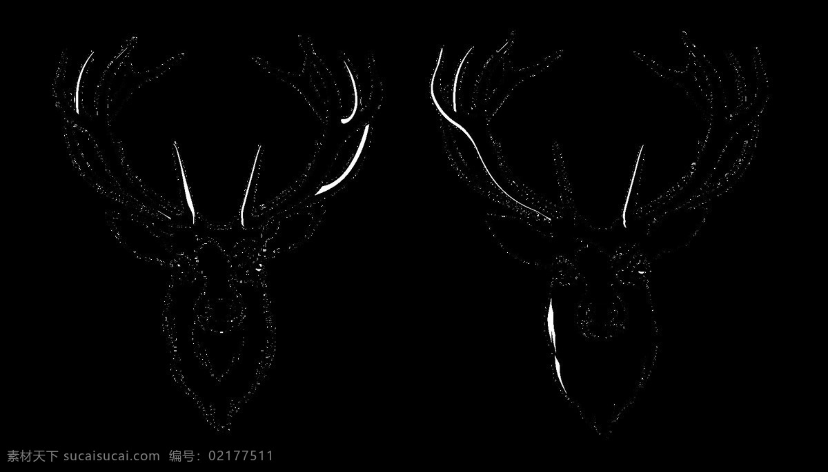 黑白 手绘 两 只 鹿头 免 抠 透明 鹿 头头 黑白手绘鹿 手绘可爱的鹿 广告 圣诞鹿 驯鹿图片