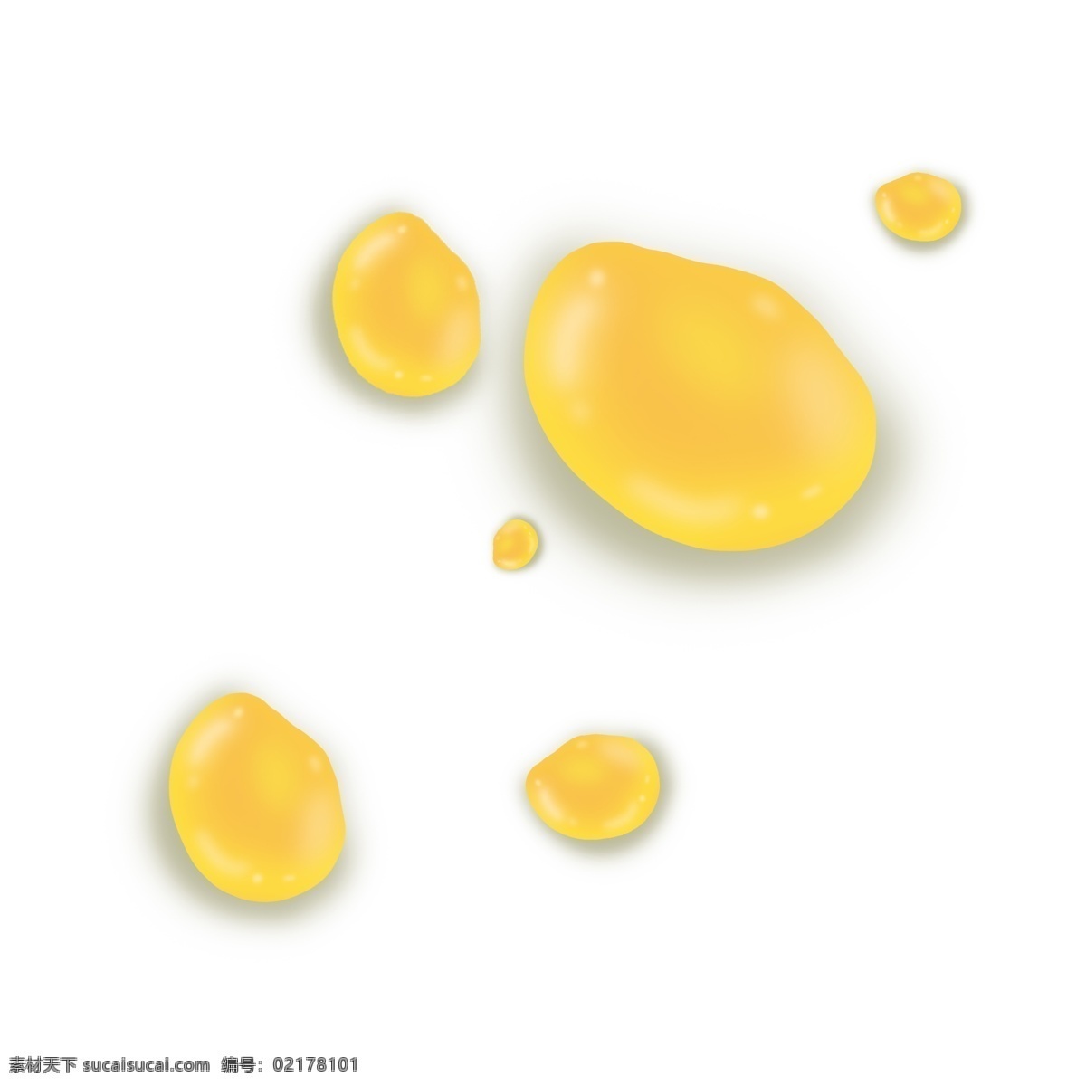 金色 飞溅 立体 油 滴 黄色 溅落 落下 油滴 水 水滴 气泡 立体感 卡通 半透明 精致 水泡 饱满