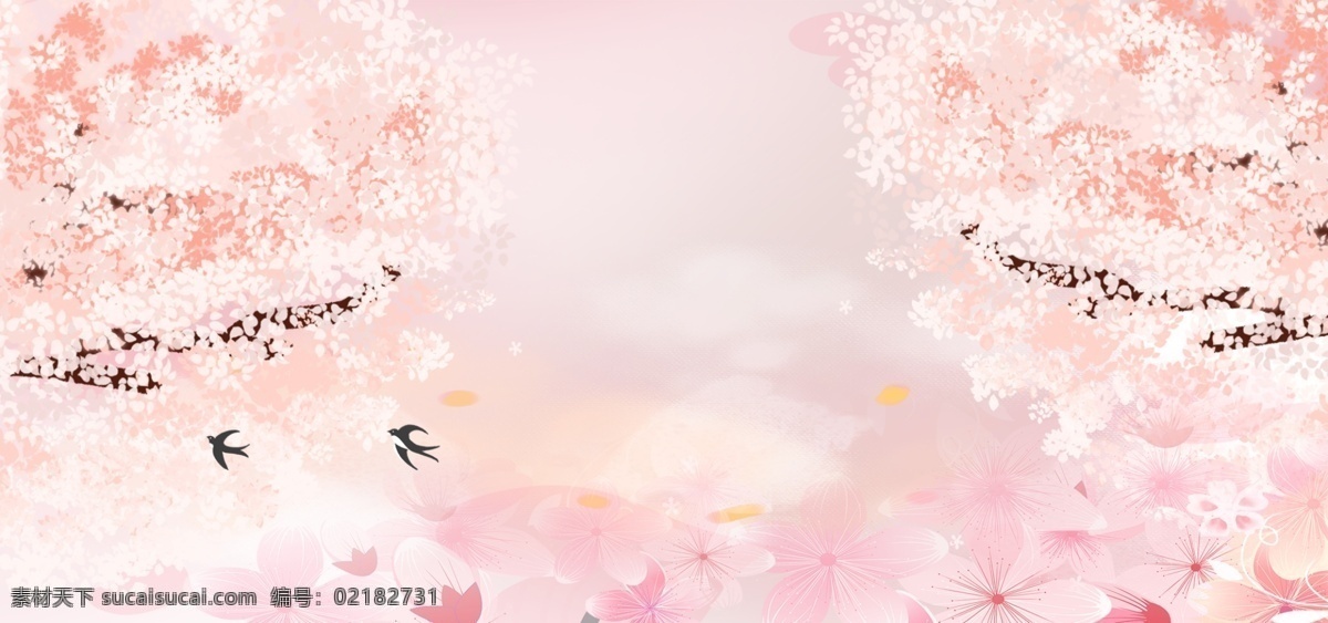 淘宝 浪漫 粉色 海报 背景 梦幻 小清新 文艺 大气 桃花 质感 纹理 树林 banner
