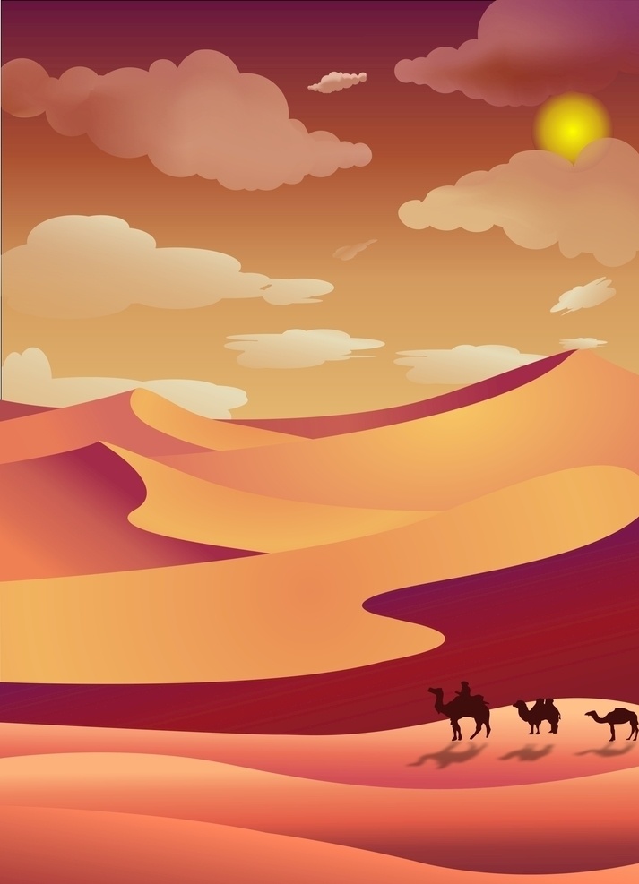 沙漠骆驼 沙漠 骆驼 渐变 效果 网格 cdr素材 适量图像 标志图标 其他图标