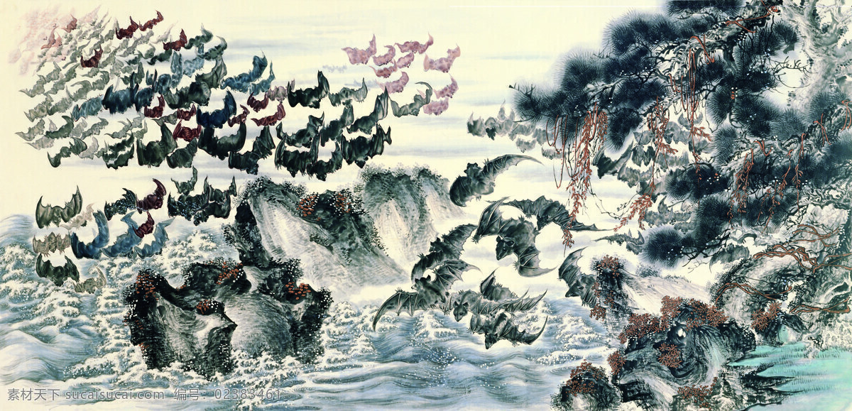 国画蝙蝠 国画 国画素材 工笔画 工笔画素材 高清国画 水墨 水墨素材 中国风 中国风素材 蝙蝠 飞禽 鸟类 蝙蝠国画 文化艺术 绘画书法