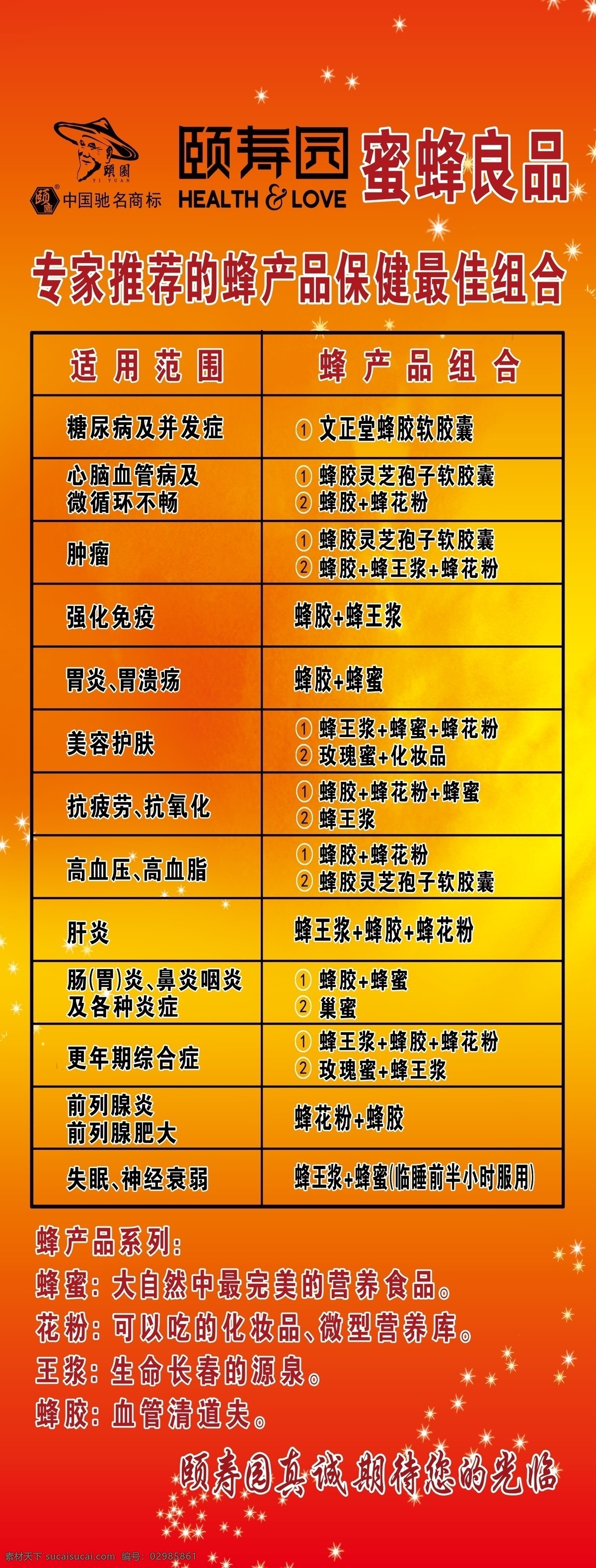 颐 寿 园 展架 保健最佳组合 蜜蜂 蜂蜜 红色