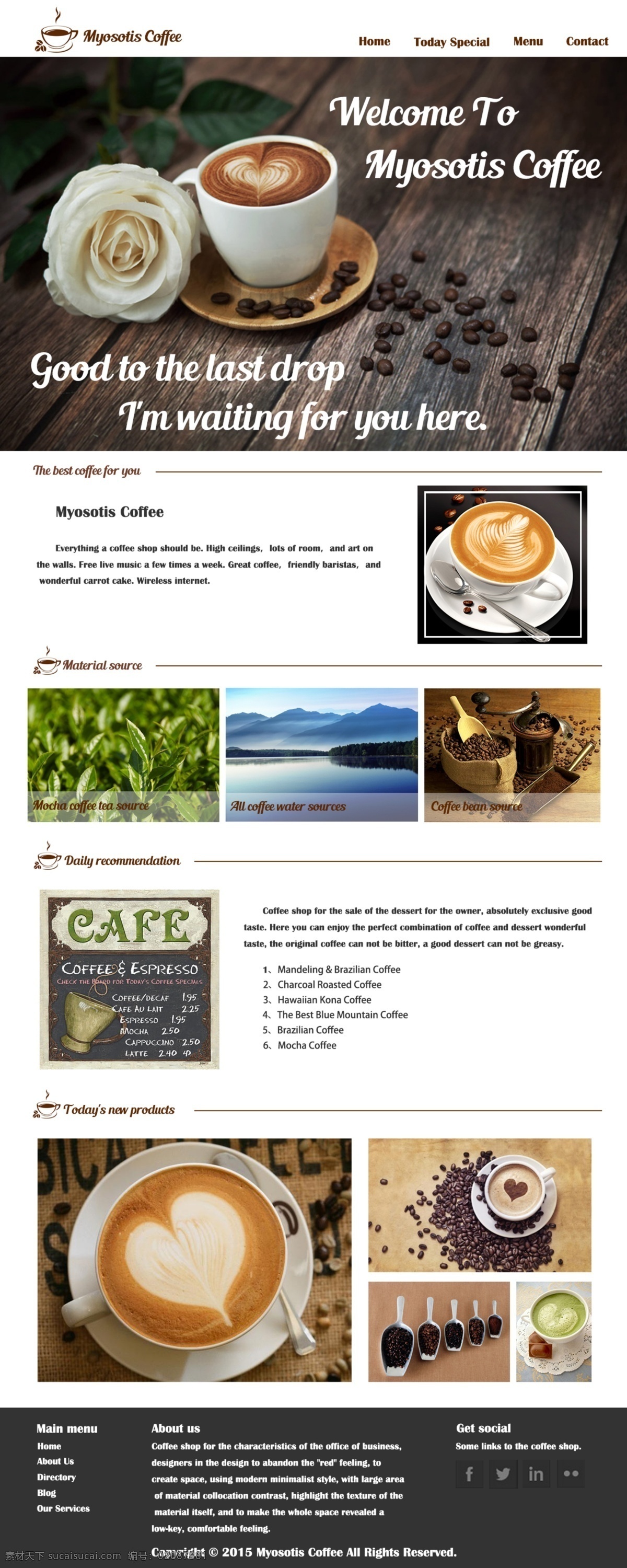 咖啡网页 咖啡 为主 网页 一共 使用 两 种 字体 宽 px 白色