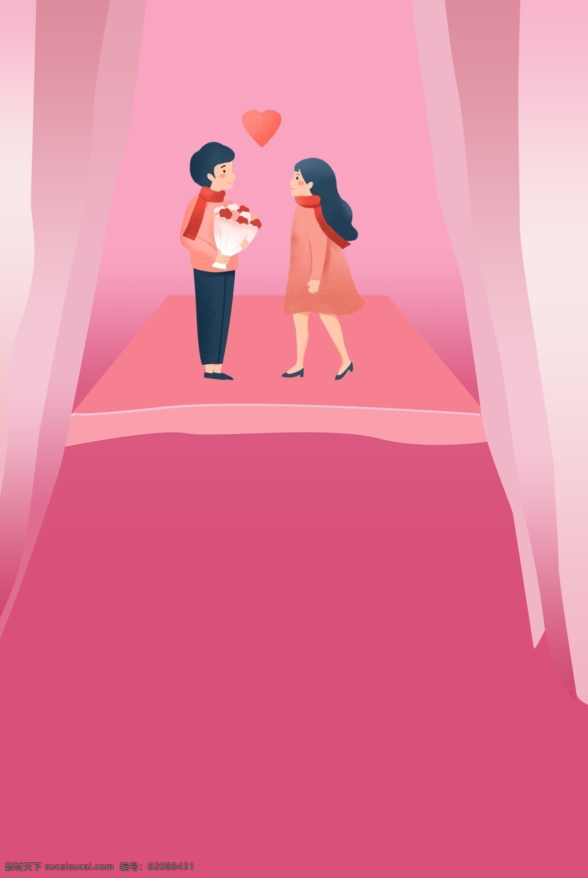 粉色 浪漫 情人节 海报 背景 214 西方情人节 卡通情侣 约会 情人节活动 情人节促销 情人节背景