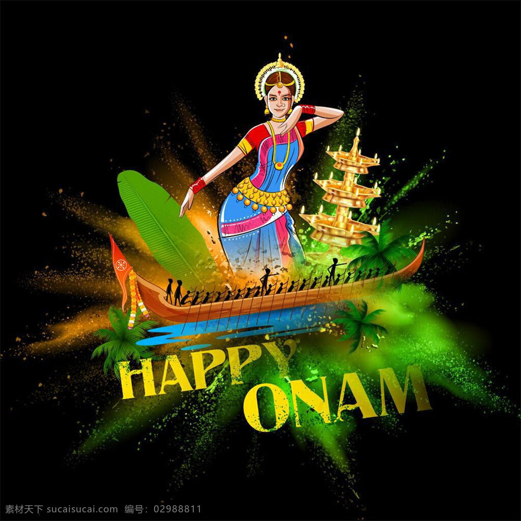 船只 跳舞 女人 模板下载 矢量 插图 快乐 杜尔迦 印度 节日 庆祝 其它节 节日素材 矢量素材