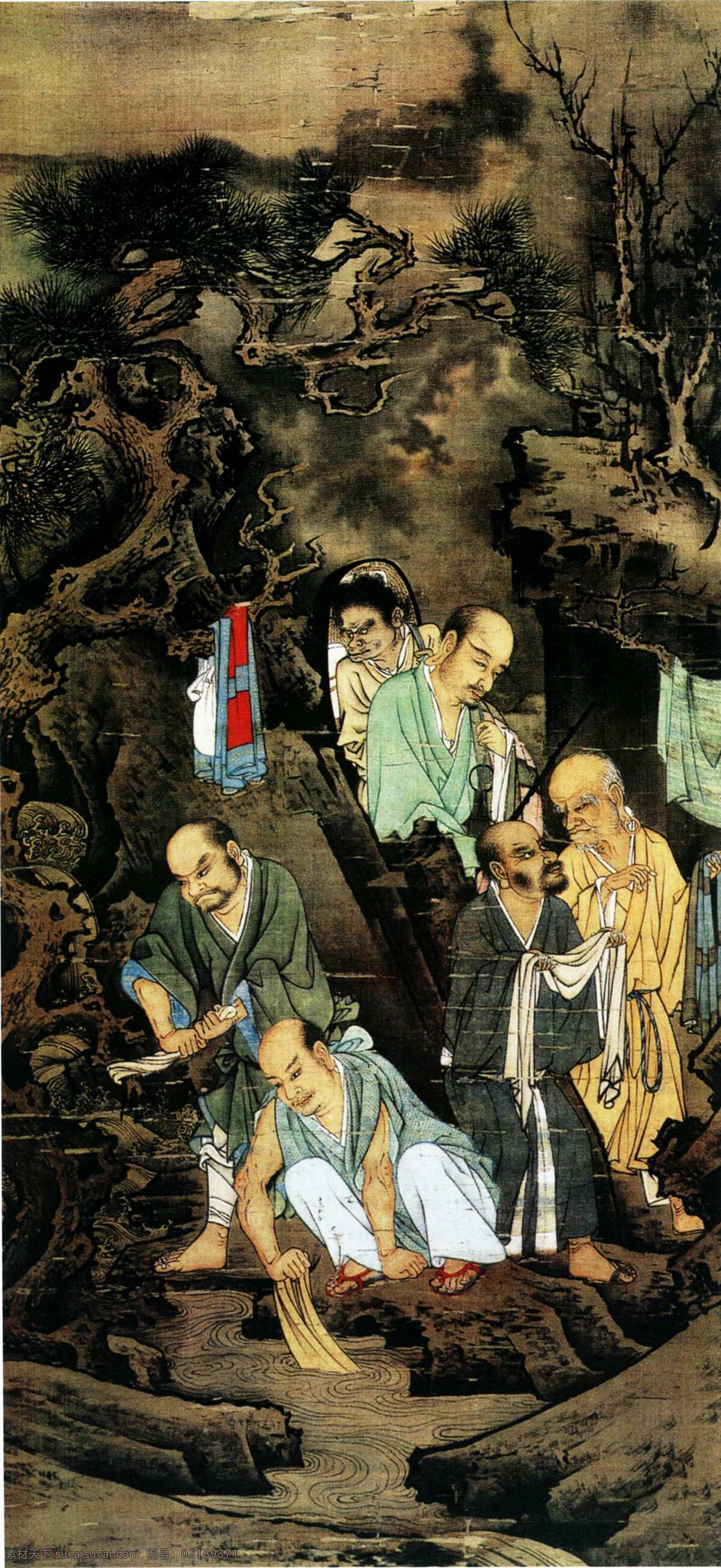 土色 毛笔画法 古画免费下载 古画 古画背景 古画素材 古画图片 古画欣赏 山水 山水风景 山水国画 古画山脚下 古画壁纸 家居装饰素材 壁纸墙画壁纸