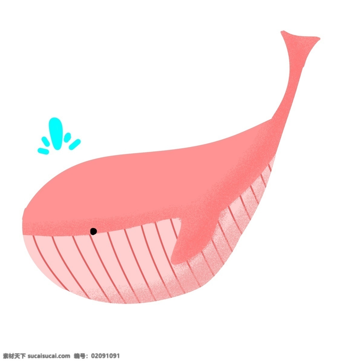 橘 粉色 可爱 鲸鱼 插画 可爱的鲸鱼 蓝色卡通水滴 海洋中的鲸鱼 手绘鲸鱼插画 动物 橘粉色的鲸鱼 粉色条纹肚子