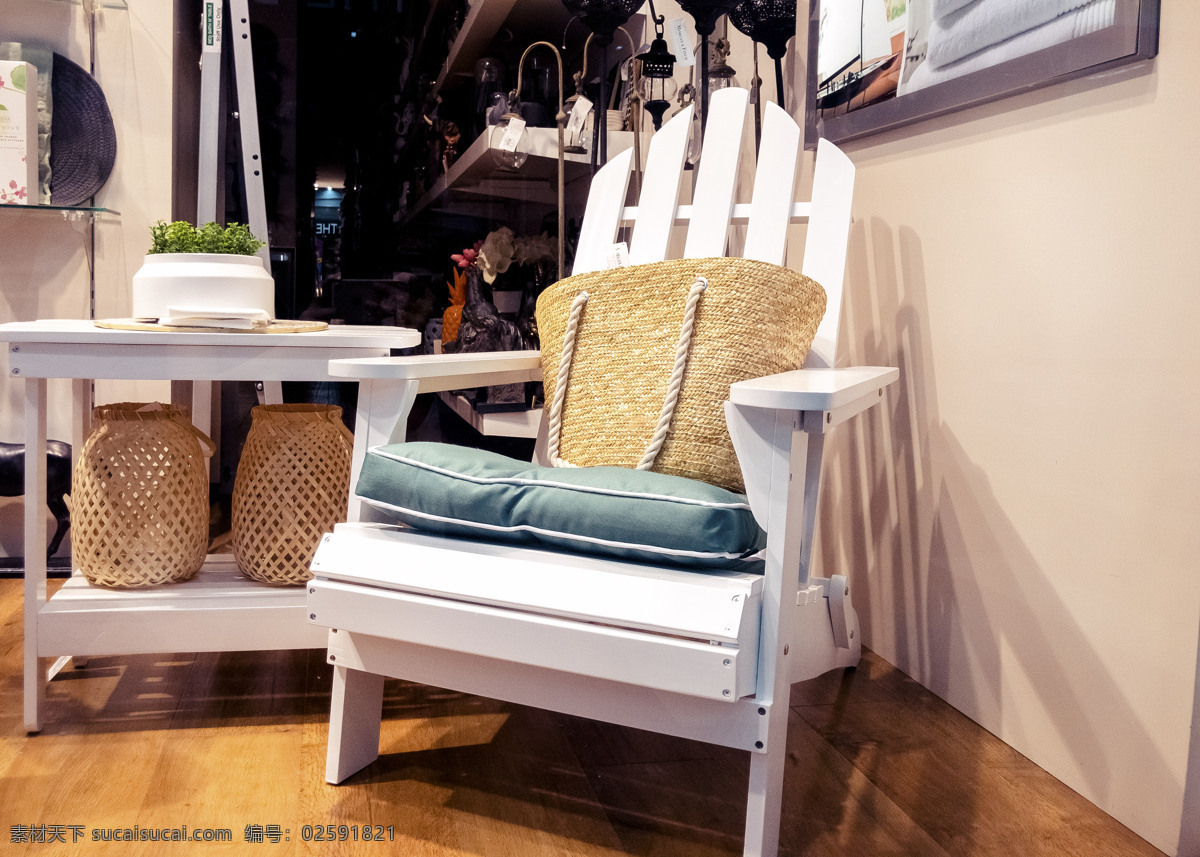 家居 家具 白色 木头 椅子 简约 北欧风 坐垫 千库原创