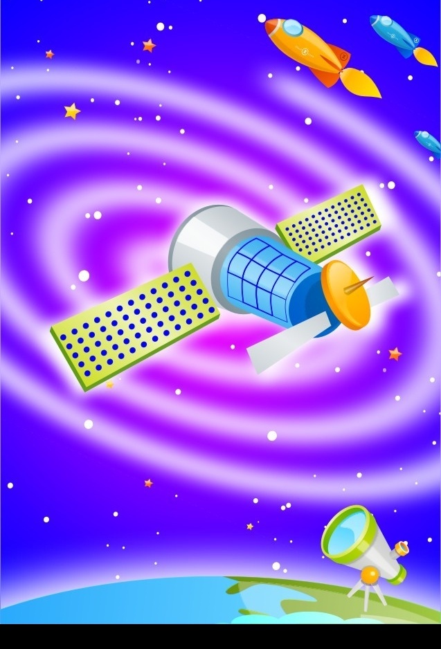 卫星 太空 通信 现代科技 通讯科技 矢量图库