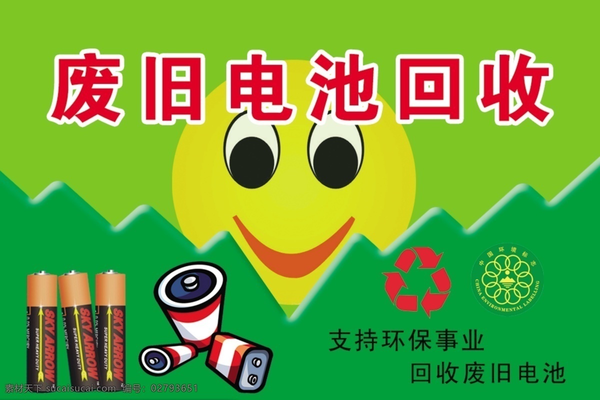 电池回收 废旧电池回收 环保 电池图片 电池矢量图 笑脸 公共标志 公共标识 支持环保事业 电池回收贴示 其他模版 广告设计模板 源文件
