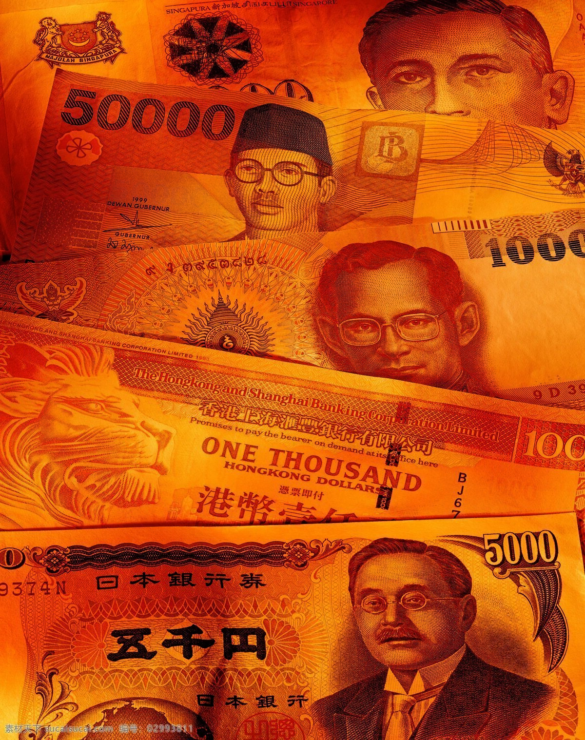 钞票 纸币 金融货币 钱 金钱 财富 日元 港币 商务金融