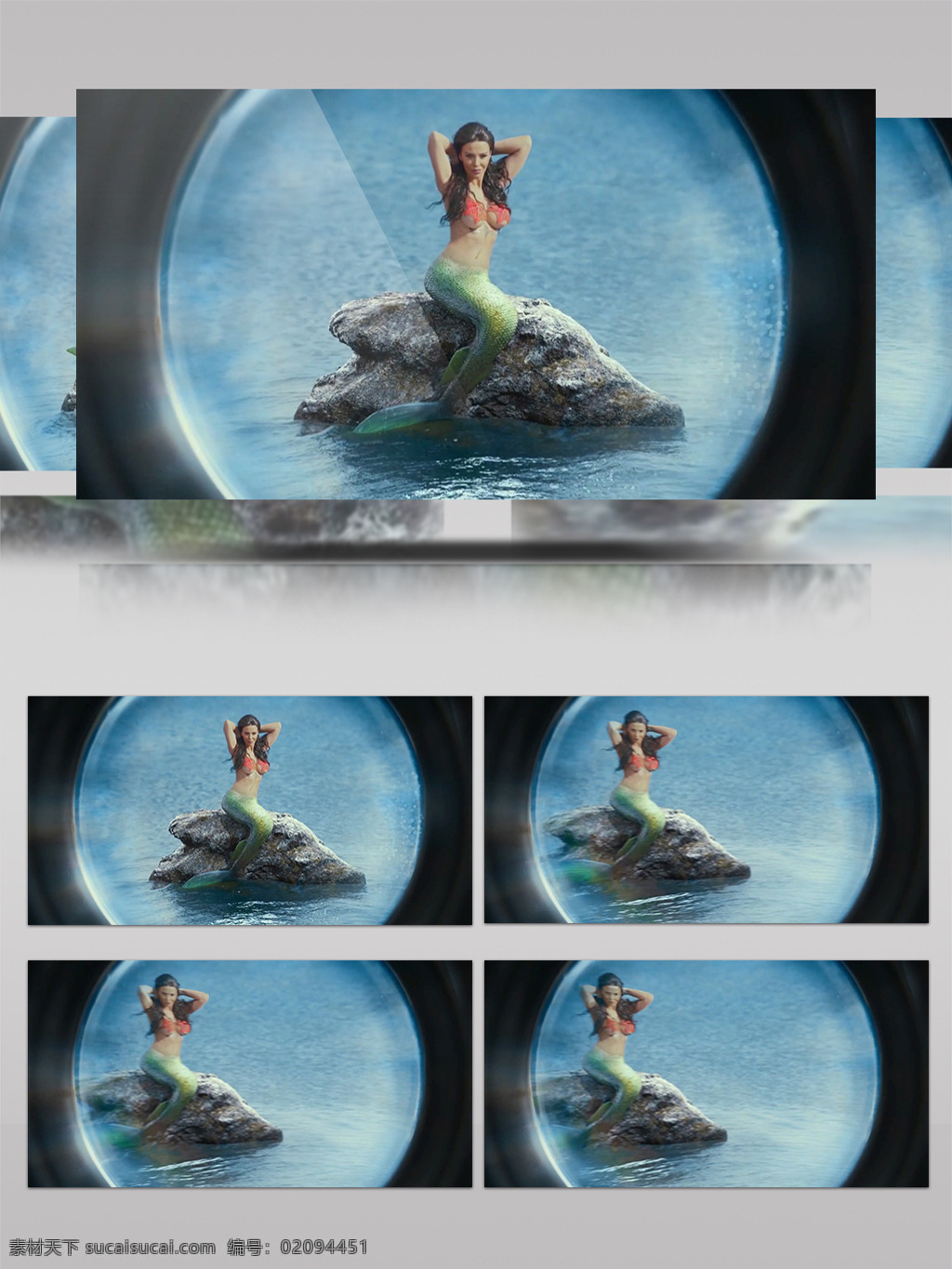 蓝色 美人鱼 视频 圆圈 视频素材 动态视频素材