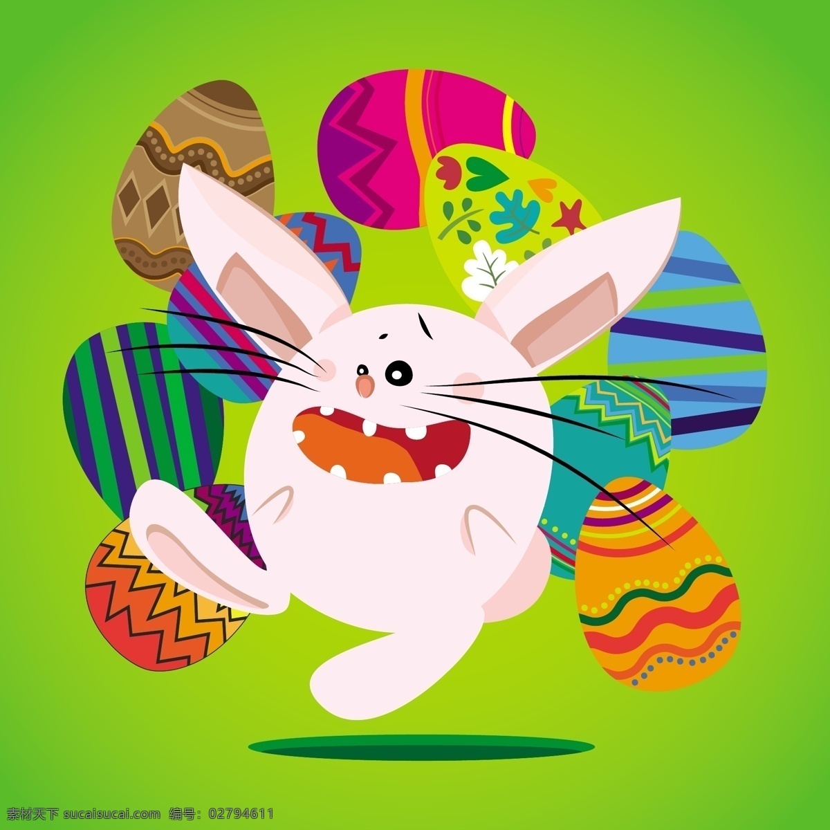 复活系列 复活节 彩蛋 兔子 可爱 卖萌 文化艺术 节日庆祝 绿色