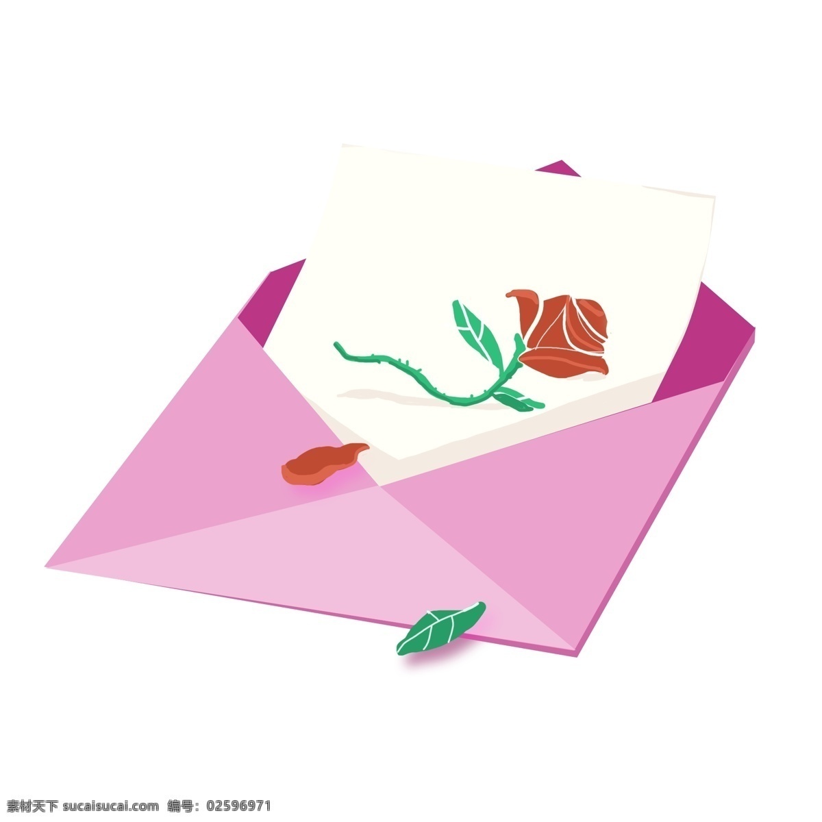 办公用品 信封 插画 紫色的信封 卡通插画 办公产品 办公室插画 红色的玫瑰 信封插画