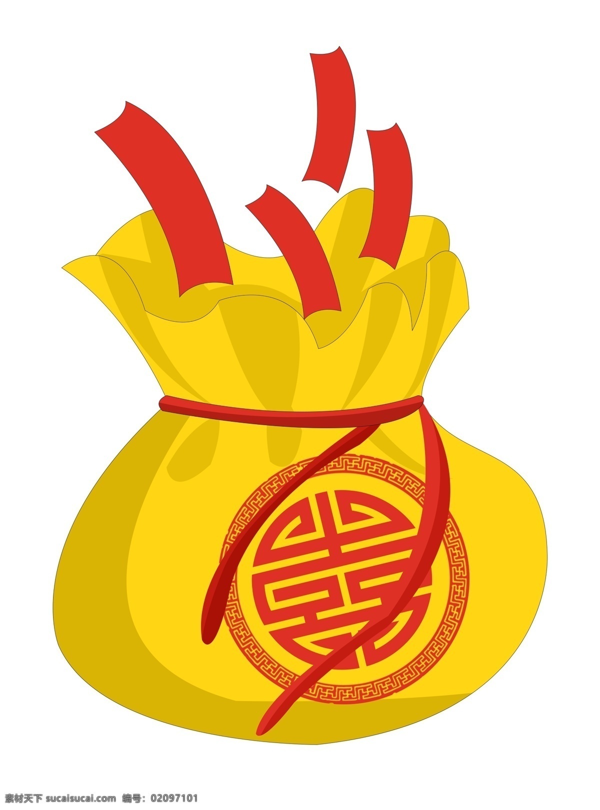 新年 黄色 福 袋 插画 新年福袋 黄色的福袋 红色的绳子 中国风福袋 福袋插画 手绘福袋 福袋装饰