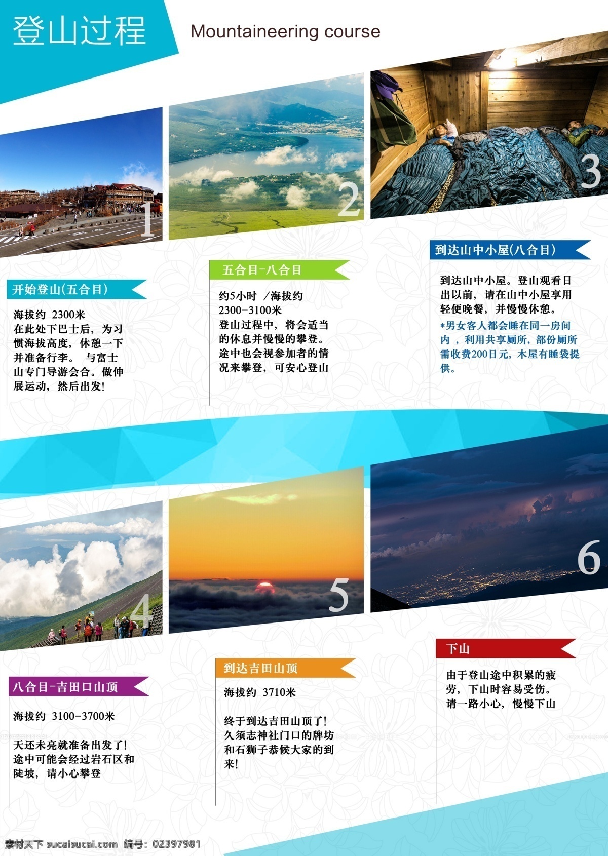 登山 過 程 列表 彩图 日本 旅游 宣传 白色