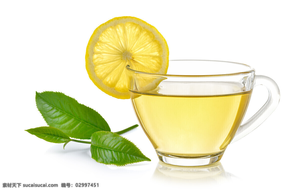 一杯柠檬茶 清新 水果茶 柠檬 柠檬茶 叶子 绿叶 餐饮美食 饮料酒水
