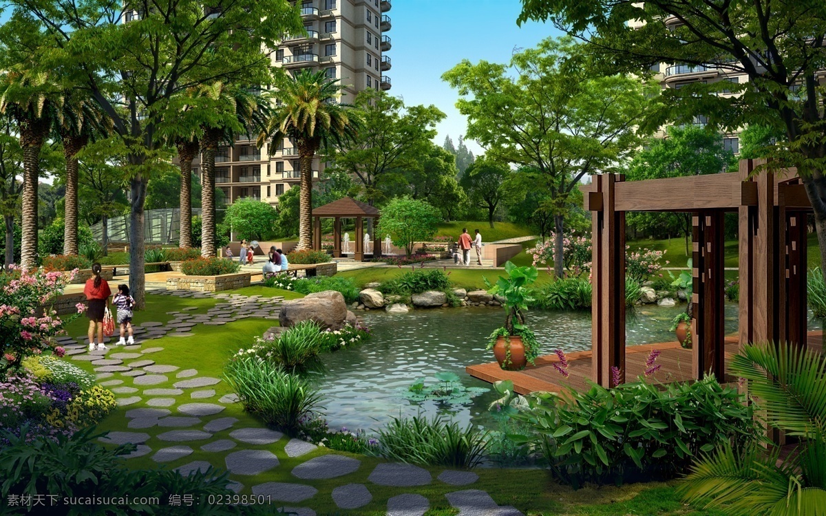 小区 绿化 效果图 园林景观 房地产广告 房地产效果图 广告设计模板 园林水景 游泳池 风景 园林风景